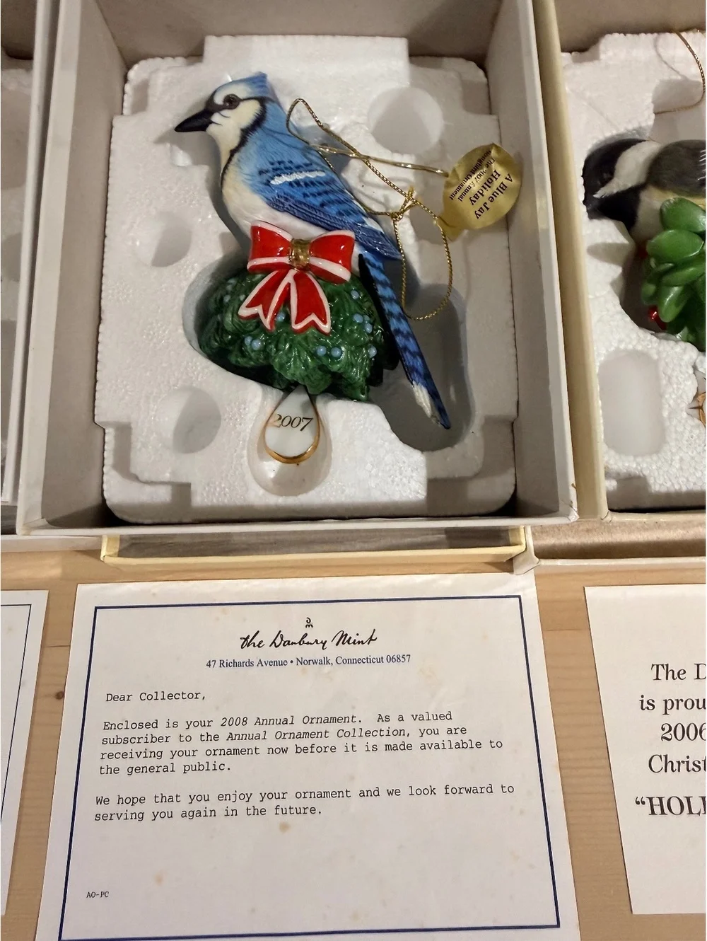 The Danbury Mint Annual Gold Christmas Bird Ornaments Set 2004-2012